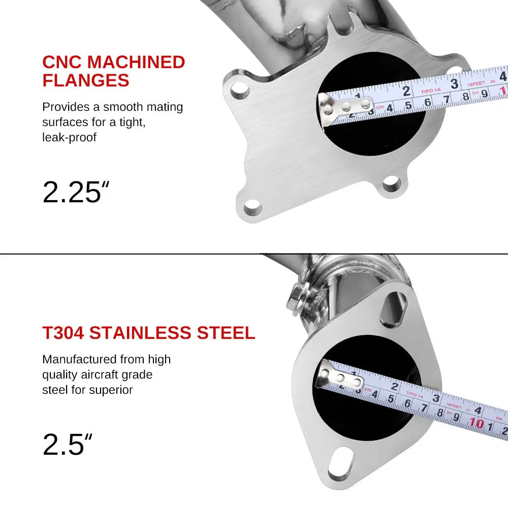 Downpipe Exhaust for 1988-2001 Honda Civic/CRX/Del Sol/Acura Integra T3/T4 Turbo/Charger B16/B18/D15/D16 5 Bolts 3 Inch Flashark