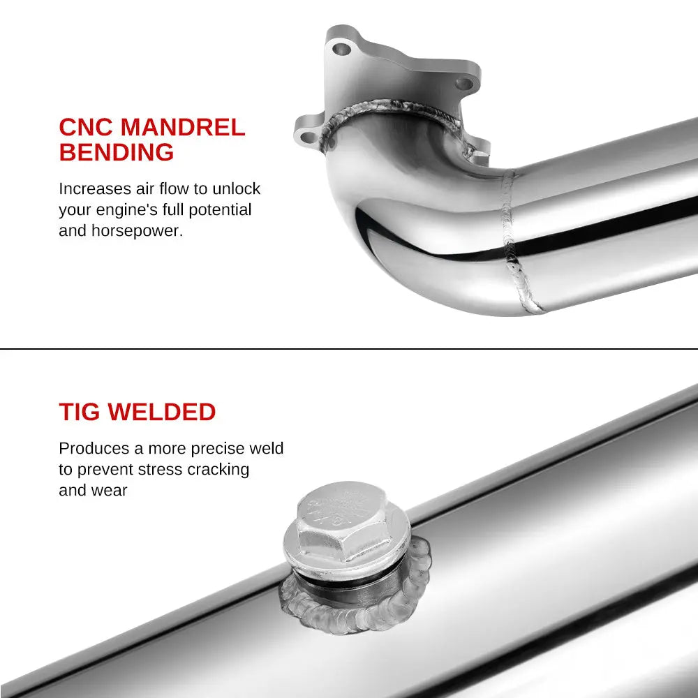 Downpipe Exhaust for 1988-2001 Honda Civic/CRX/Del Sol/Acura Integra T3/T4 Turbo/Charger B16/B18/D15/D16 5 Bolts 3 Inch Flashark