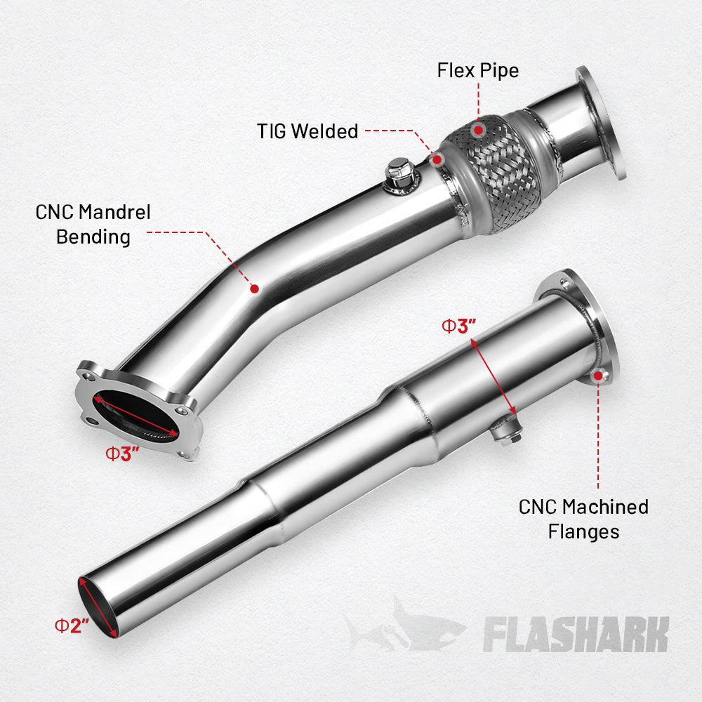 Tubo de escape turbo de 3 pulgadas para Volkswagen VW MK4 Golf/Jetta/Beetle 1.8L 1999-2004