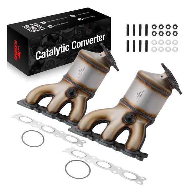 Exhaust Manifold Catalytic Converter For 2007-2012 Volvo XC60/XC70/V70/S80 Land Rover LR2 2-PC Left and Right Flashark