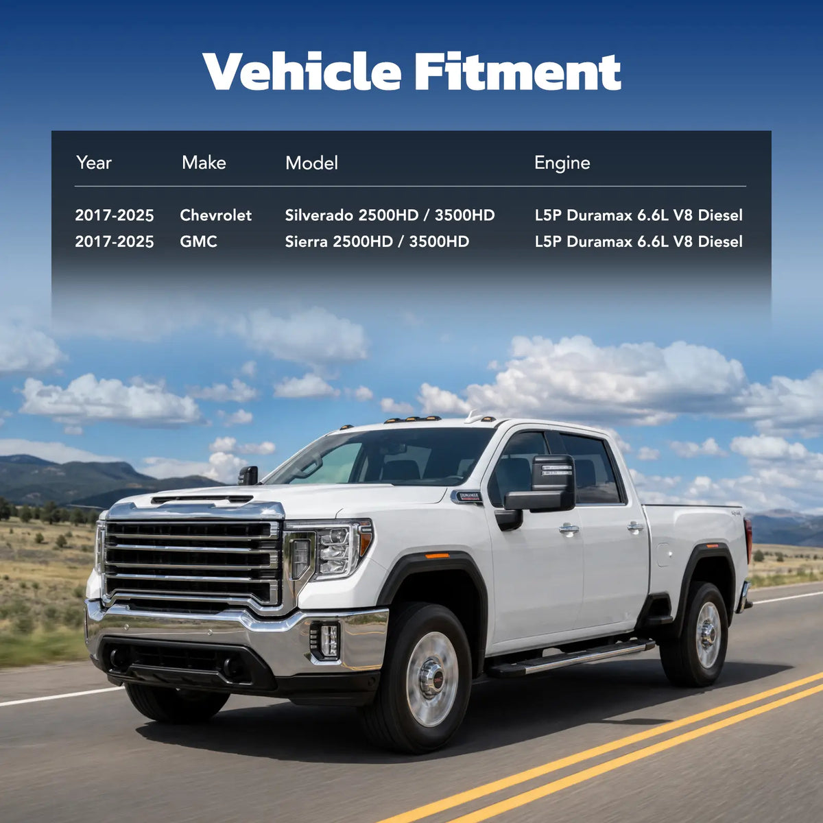 Tubo de escape de 3.5 pulgadas para Chevy/GMC Silverado/Sierra L5P Duramax Diesel 6.6L (2017-2023).
