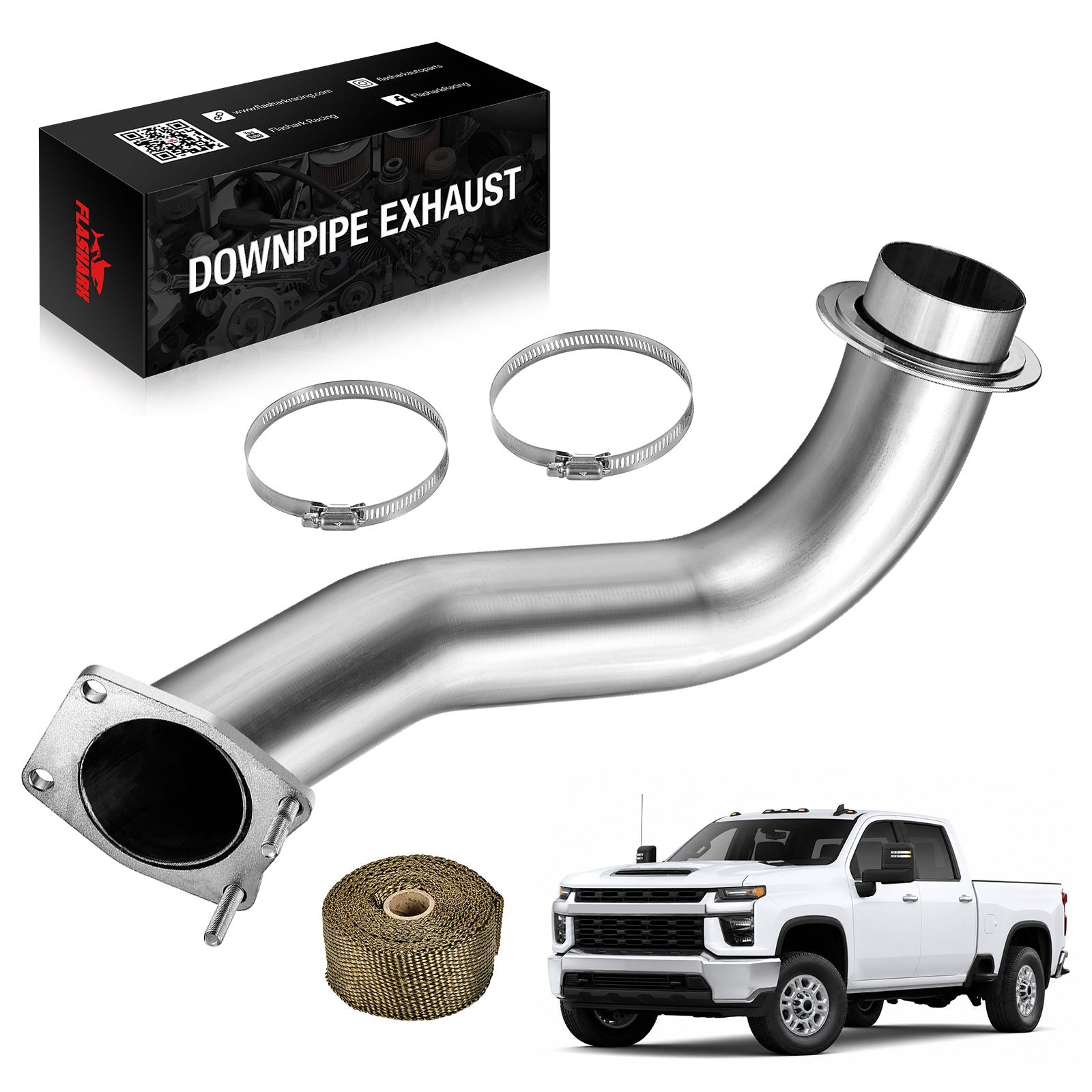 3.5'' Downpipe Exhaust For 2017-2023 Chevy/GMC Silverado/ Sierra L5P Duramax Diesel 6.6L