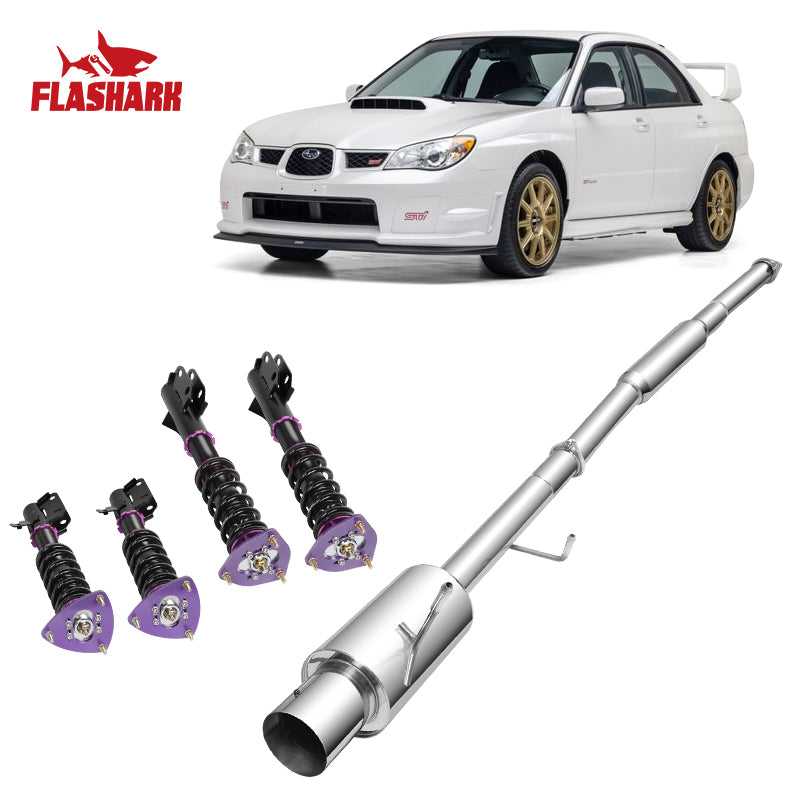 2002-2007 Subaru WRX/STI GD EJ205 Catback Exhaust 3" Pipe 4.5" Muffler Tip + Downpipe Up-pipe