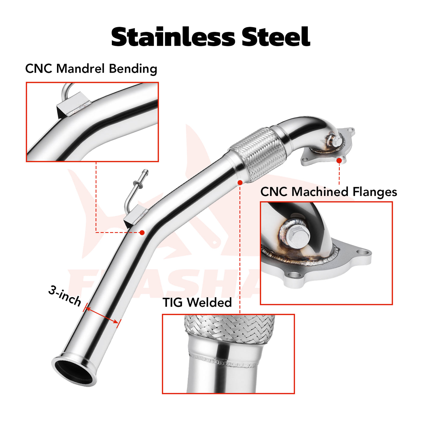 Catless Downpipe for 2006-2011 VW Golf/GTI MK5 & Jetta MK5 & Audi A3 2.0T 3-inch