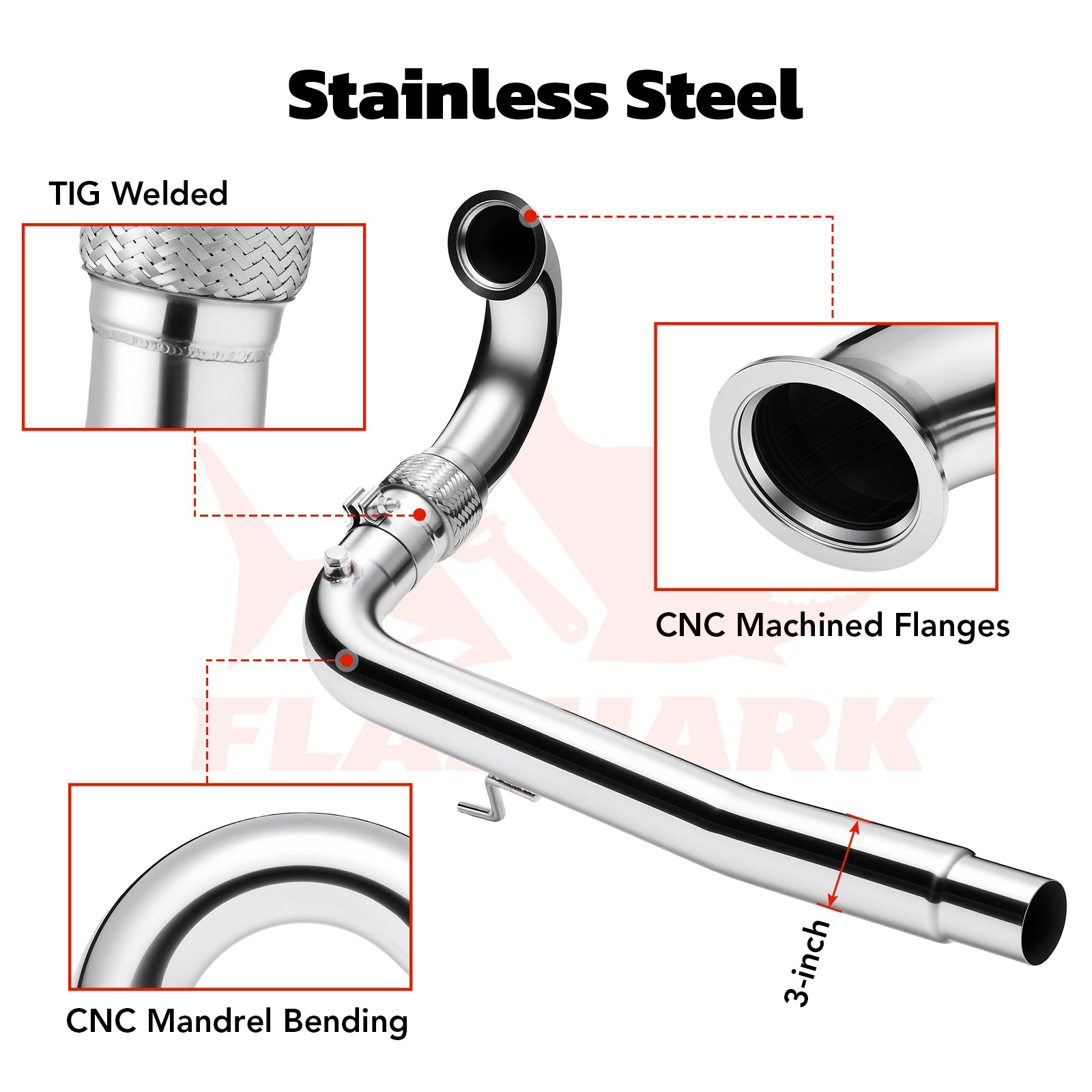 Downpipe Exhaust for 2012-2015 VW Golf GTI MK7 2.0T 3 Inches Pipe Bolt on