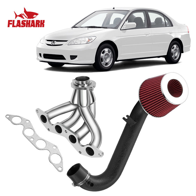 Short/Long Tube Headers For 2001-2005 Honda Civic DX/LX/EX D17A1/D17A2 1.7L 4CYL