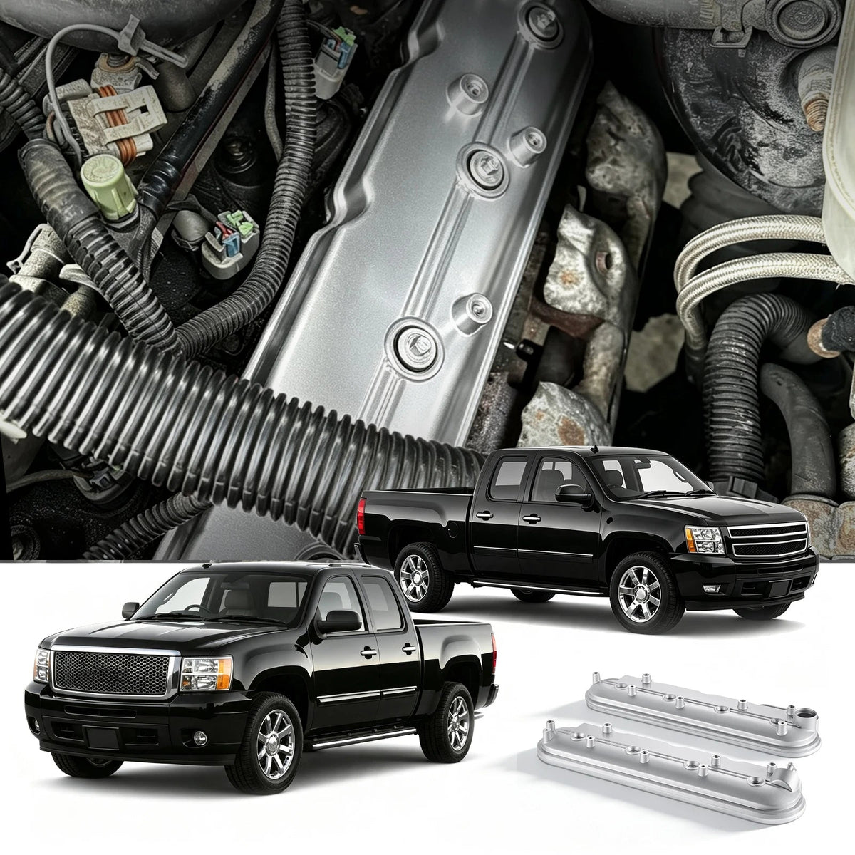 Flashark Aluminum Valve Cover Set with Gaskets & Bolts for GM LS V8 4.8L–6.2L Flashark