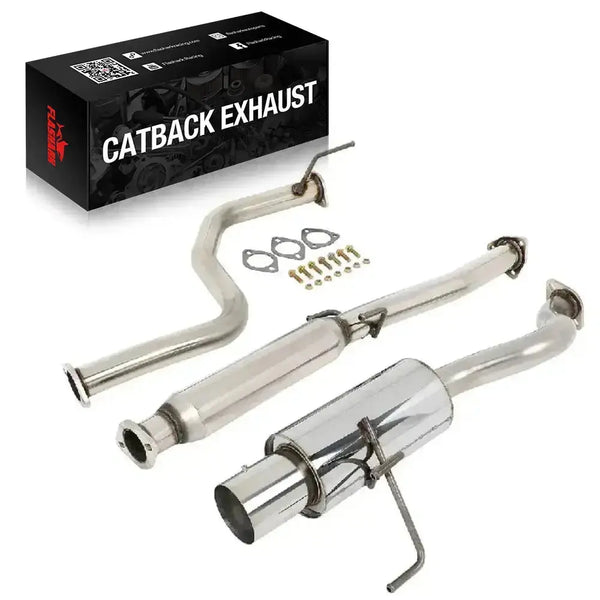 1992-1995 Honda Civic 1.5L 4" / 4.5" Rolled/Burnt Muffler Tip Racing Catback Exhaust System Flashark