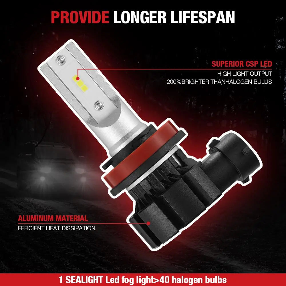 H11 H8 H9 LED Fog Light Bulbs 22W 3000LM | 2 Bulbs Flashark
