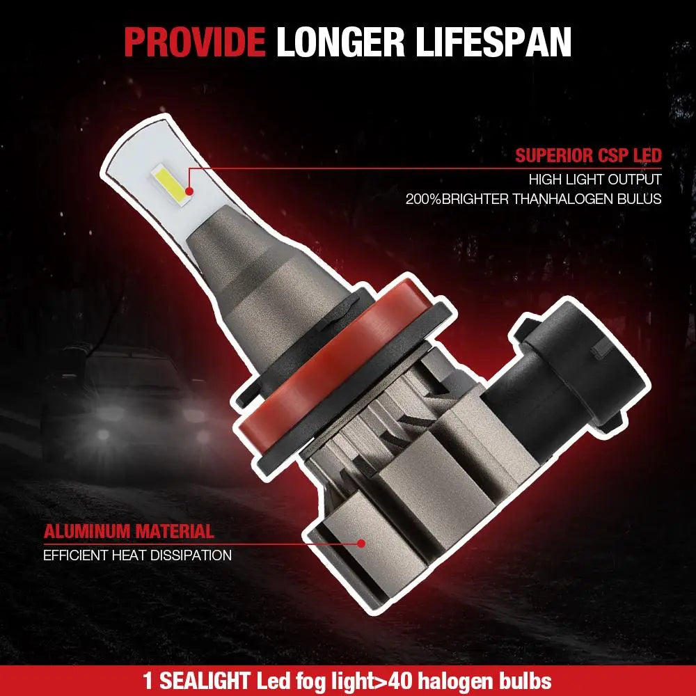 H11 H8 H9 LED Fog Light Bulbs 22W 6000LM 6000K | 2 Bulbs Flashark