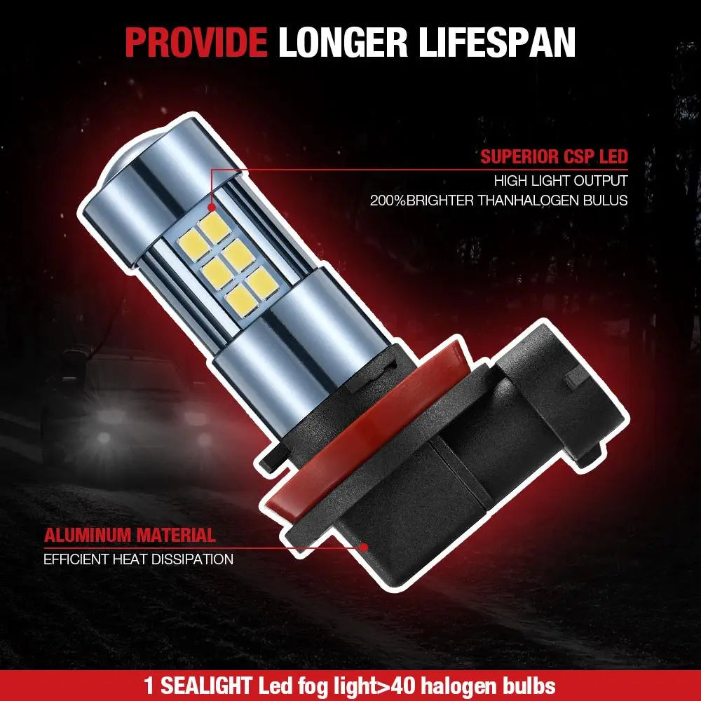 H11 H8 H9 LED Fog Light Bulbs 8W 5000LM 6000K for Toyota Camry, Honda Accord, and More| 2 Bulbs Flashark