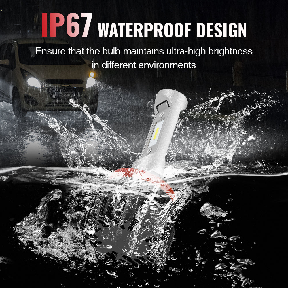 H11 9005 240W 6500K 14000LM White IP68 LED Headlight Bulbs 2Pcs