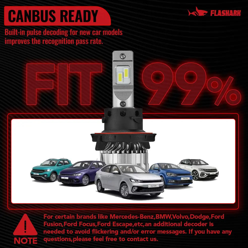 H13 9008 LED Headlight Bulbs 30W 6000LM 6000K | 2 Bulbs Flashark