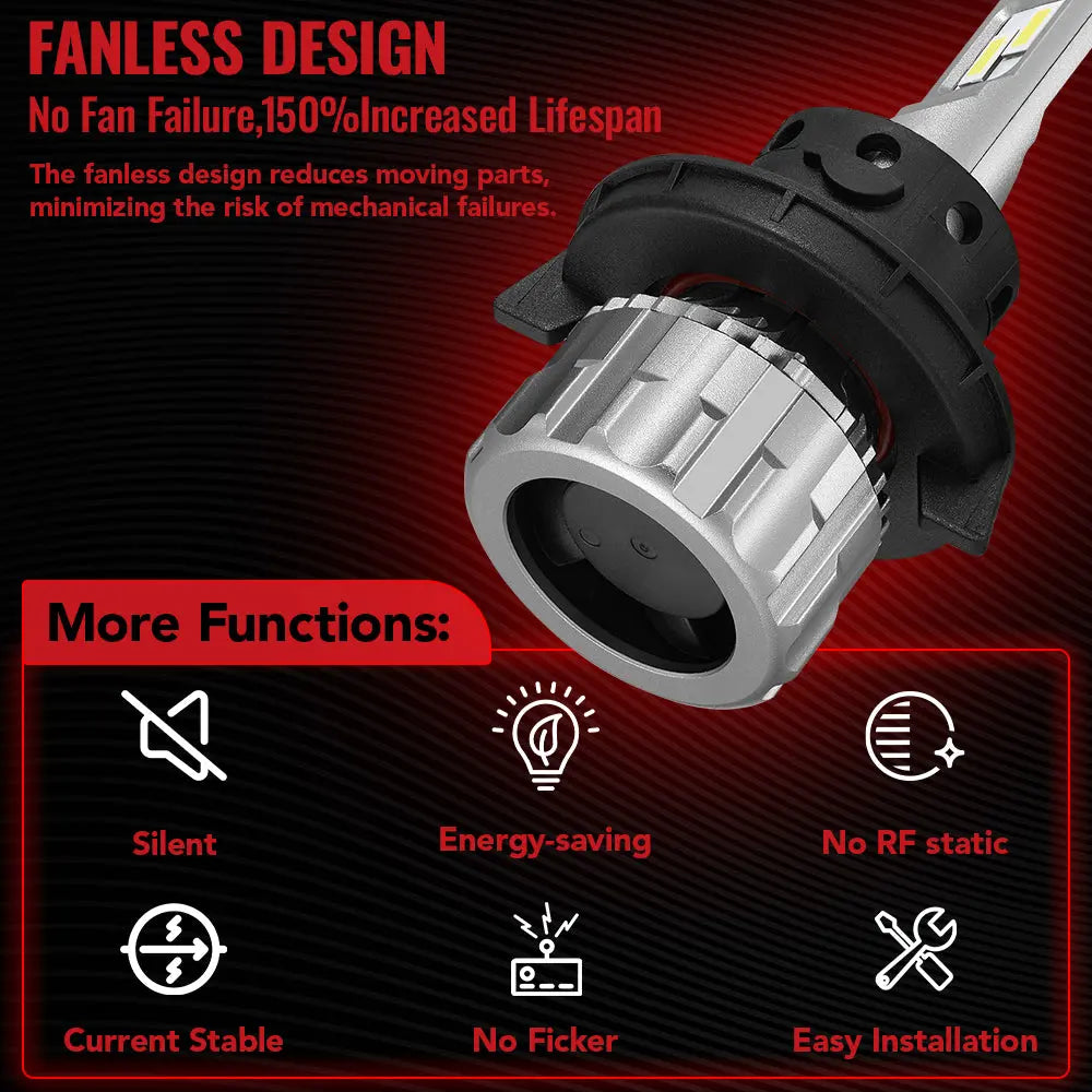 H13 9008 LED Headlight Bulbs 30W 6000LM 6000K | 2 Bulbs Flashark