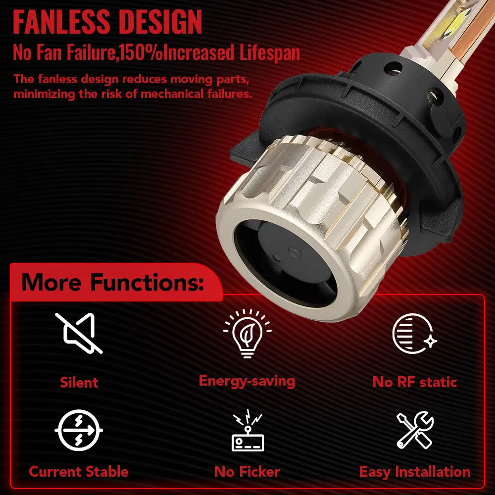 H13 9008 LED Headlight Bulbs 55W 12000LM 6000K for 2015-2022  Ford F150 ,2018-2022 Jeep Wrangler and More | 2 Bulbs Flashark