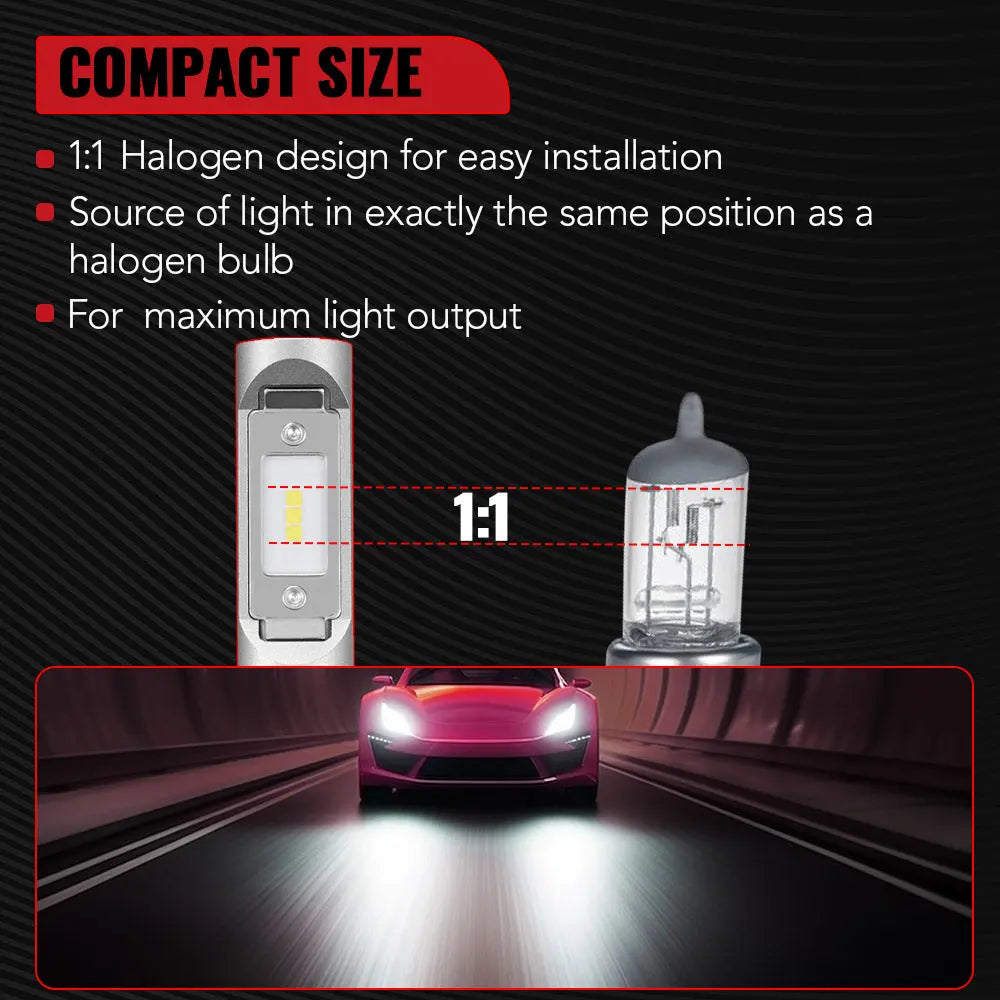 X1 9005/HB3 100W 6000K 14000LM White LED Headlight Bulbs 2Pcs Flashark