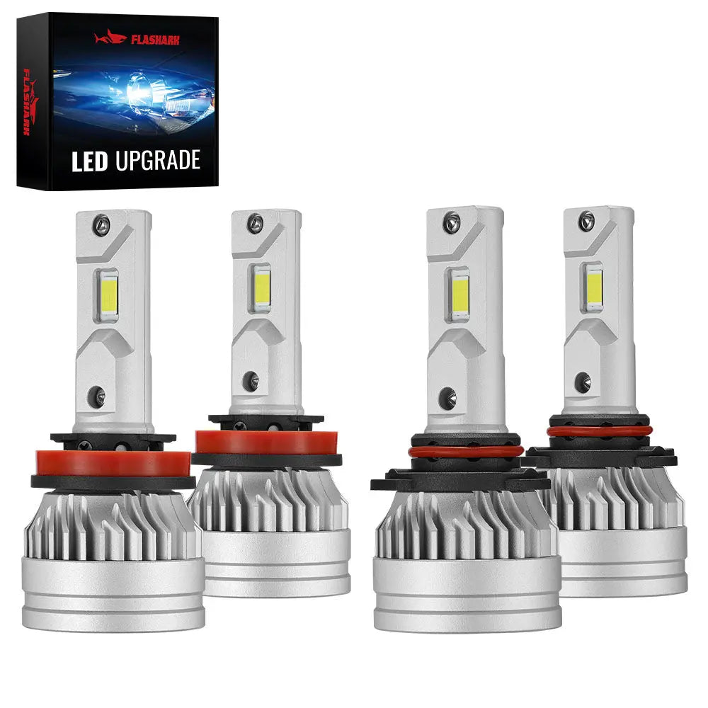 X3S H11/H9/H8 9005/HB3 100W 6500K 22000LM White IP67 LED Headlight Bulbs 2 Pairs Flashark