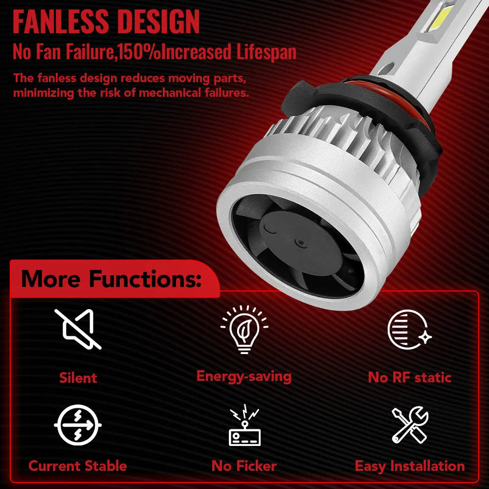 X3S 9005/HB3 9006/HB4 120W 6500K 22000LM White IP67 LED Headlight Bulbs 2 Pairs Flashark