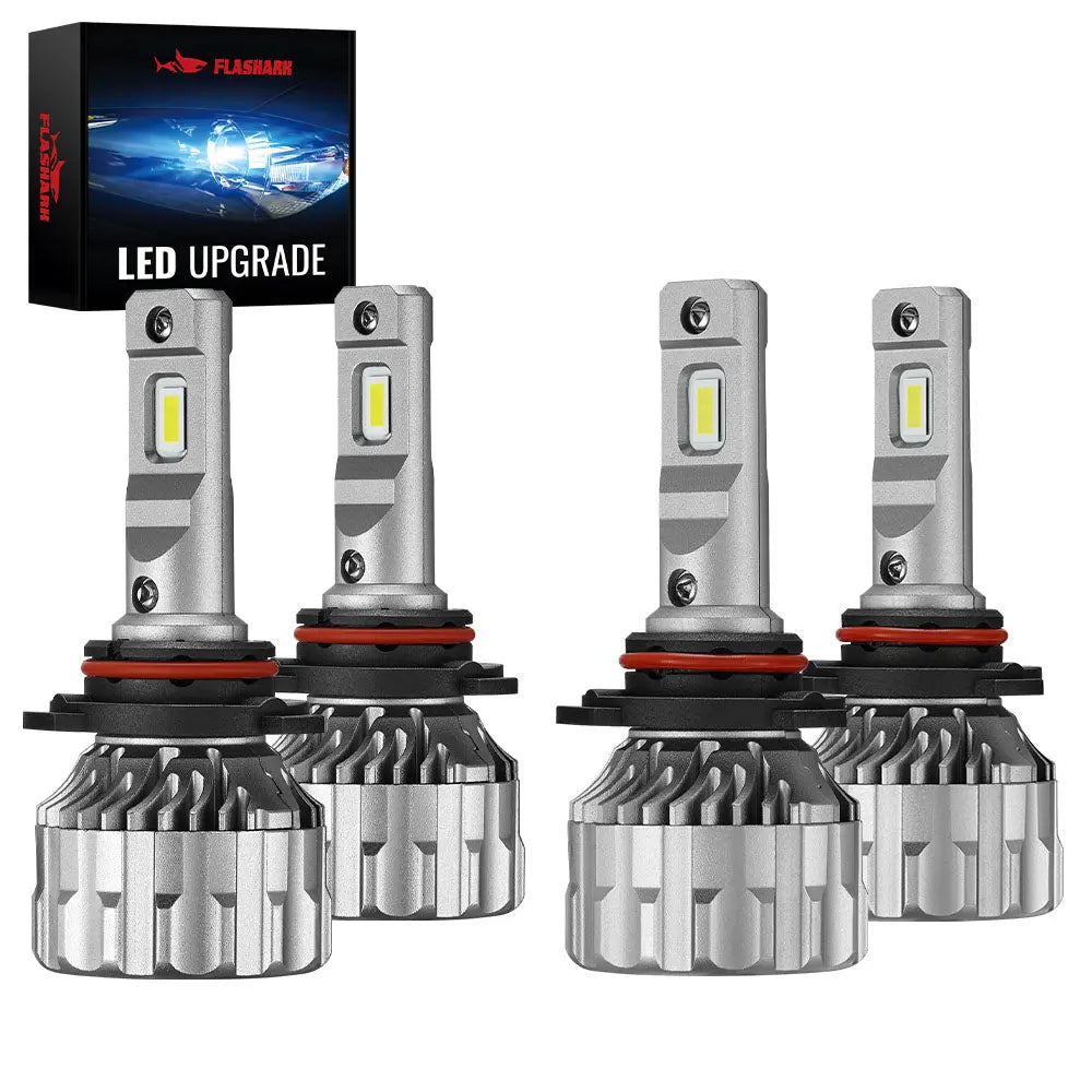 S6 9005/HB3 9006/HB4 80W 6500K 18000LM White IP67 LED Headlight Bulbs 2 Pairs Flashark
