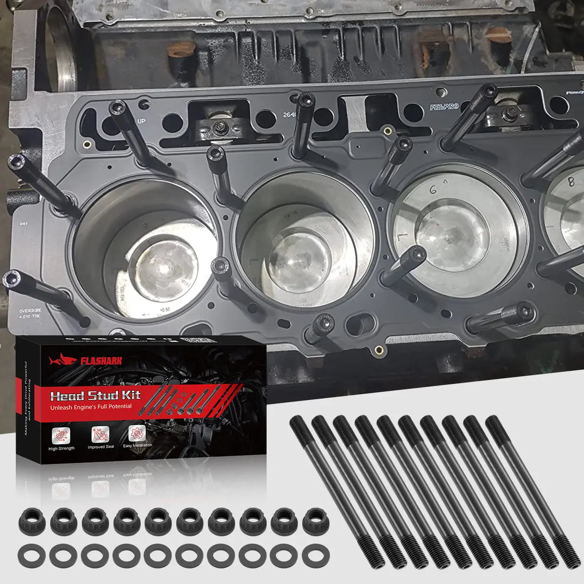 Head Stud Kit for 1996-2000 Honda Civic 1996-1997 Honda Civic Del Sol Flashark