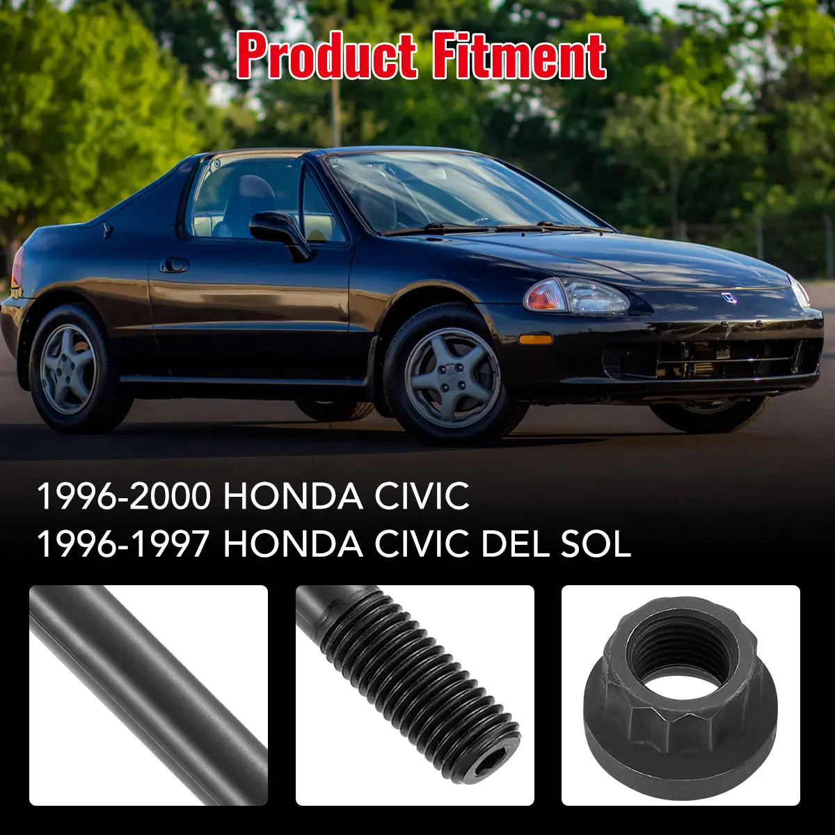 Head Stud Kit for 1996-2000 Honda Civic 1996-1997 Honda Civic Del Sol Flashark