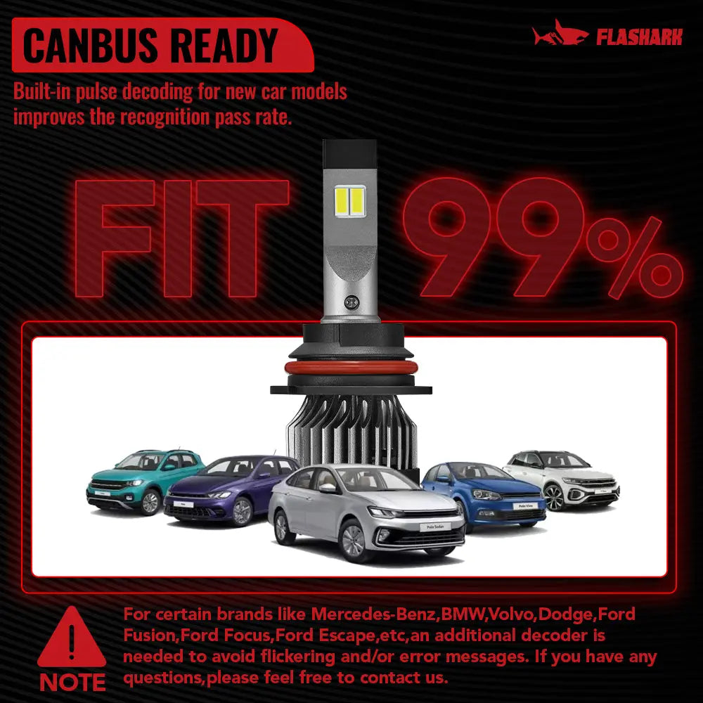 9007 HB5 LED Headlight Bulbs 50W 20000LM 6000K | 2 Bulbs for Chevy/Ford/Dodge/Jeep/Nissan/Honda Flashark