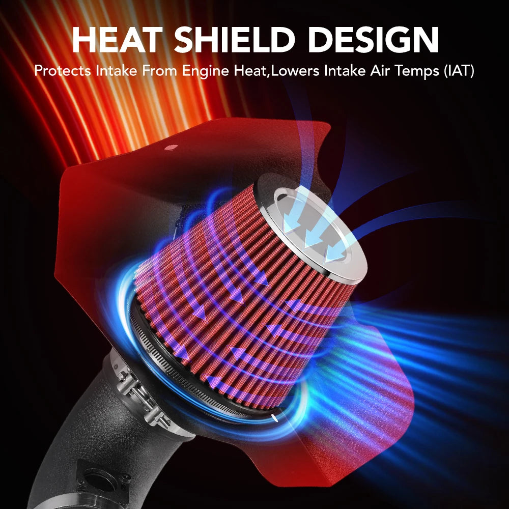 Cold Air Intake w/ Heat Shield for 2009-2015 Cadillac CTS-V 6.2L LSA Supercharged V8