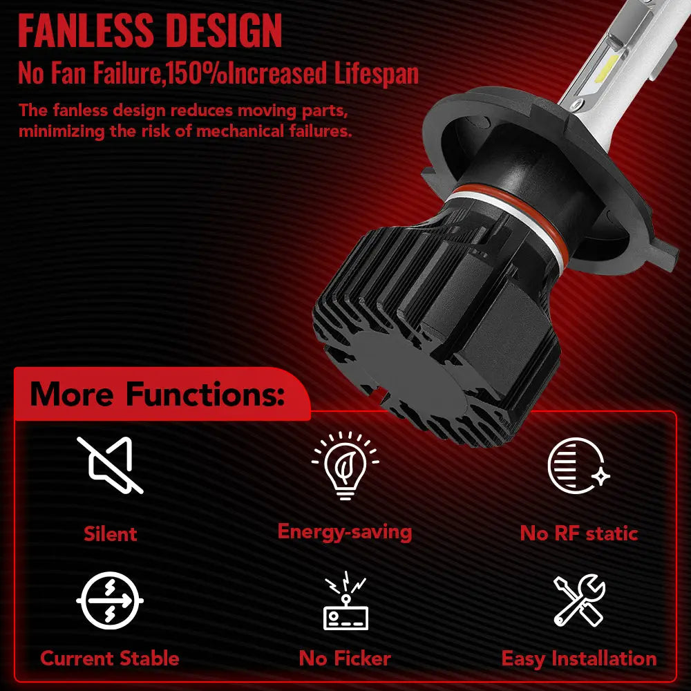 H4/9003/HB2 LED Headlight Bulbs 100W 6000K 14000LM White Dual-function 2Pcs for Chevrolet/Ford/GMC//BMV/Dodge/Honda/Nissan/Jeep Flashark