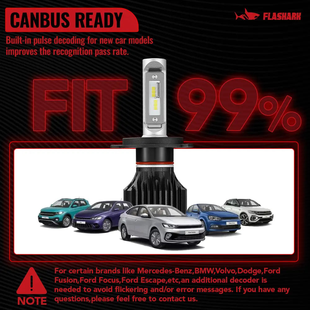 H4/9003/HB2 LED Headlight Bulbs 100W 6000K 14000LM White Dual-function 2Pcs for Chevrolet/Ford/GMC//BMV/Dodge/Honda/Nissan/Jeep Flashark