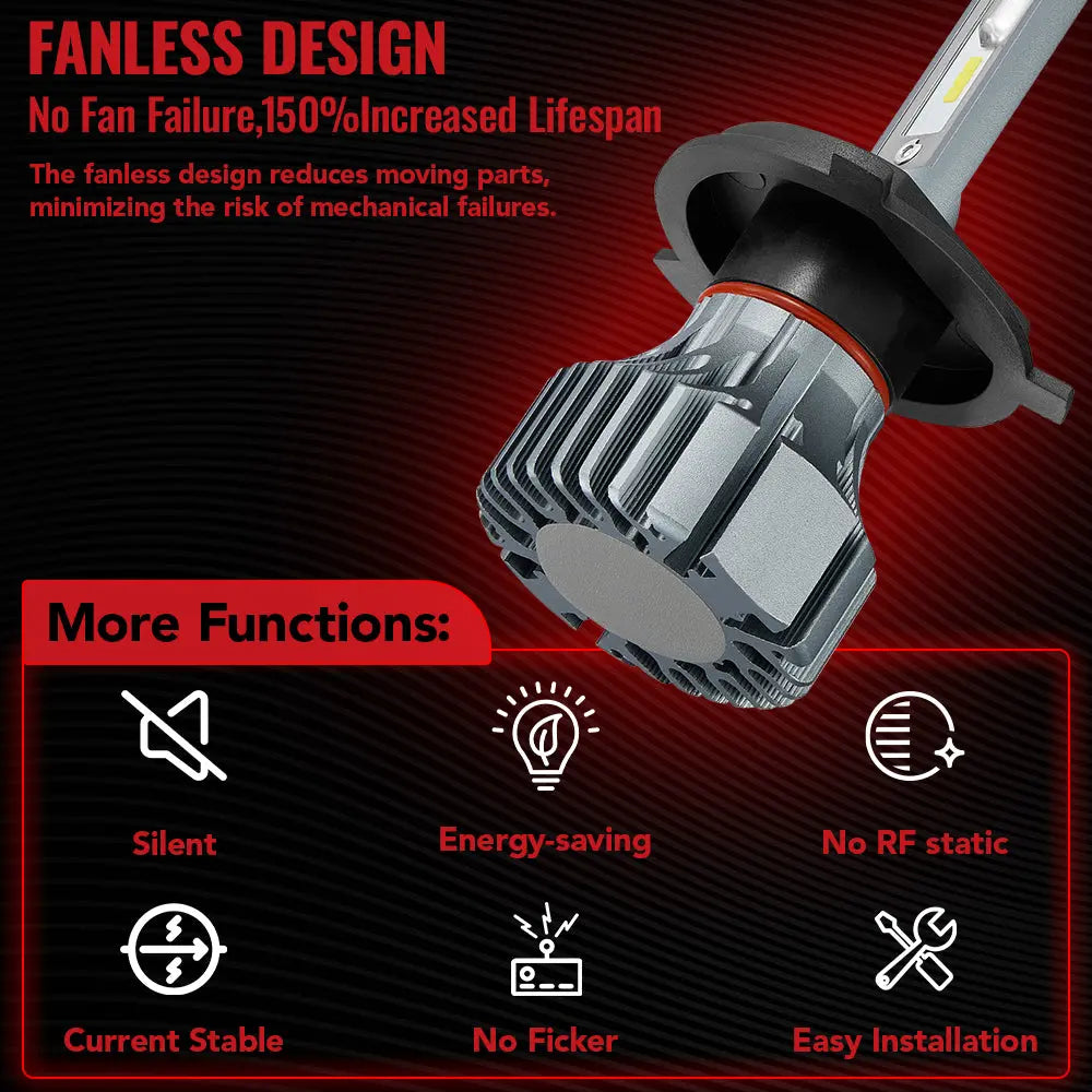 H4/9003/HB2 LED Headlight Bulbs 120W 6500K 13000LM White  Dual-function 2Pcs for Chevrolet/Ford/GMC//BMV/Dodge/Honda/Nissan/Jeep Flashark