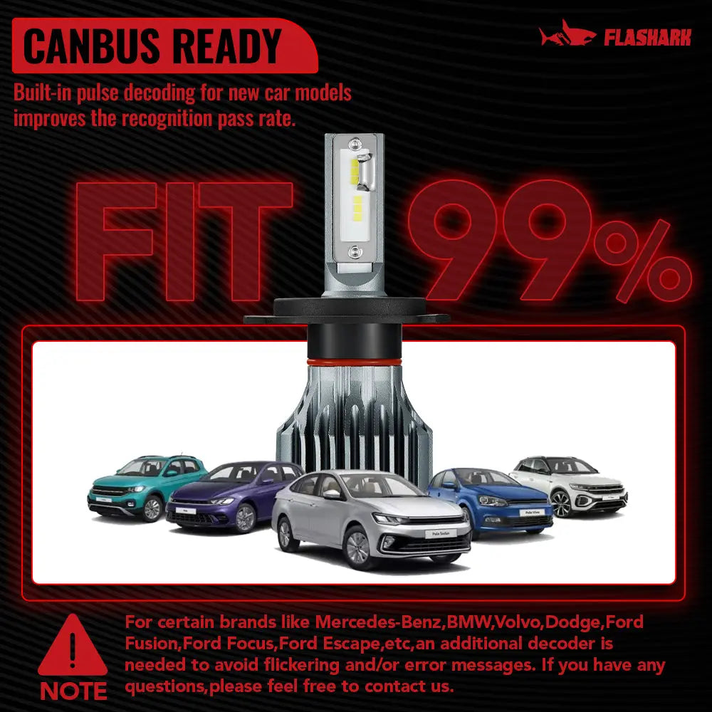 H4/9003/HB2 LED Headlight Bulbs 120W 6500K 13000LM White Dual-function 2Pcs for Chevrolet/Ford/GMC//BMV/Dodge/Honda/Nissan/Jeep Flashark