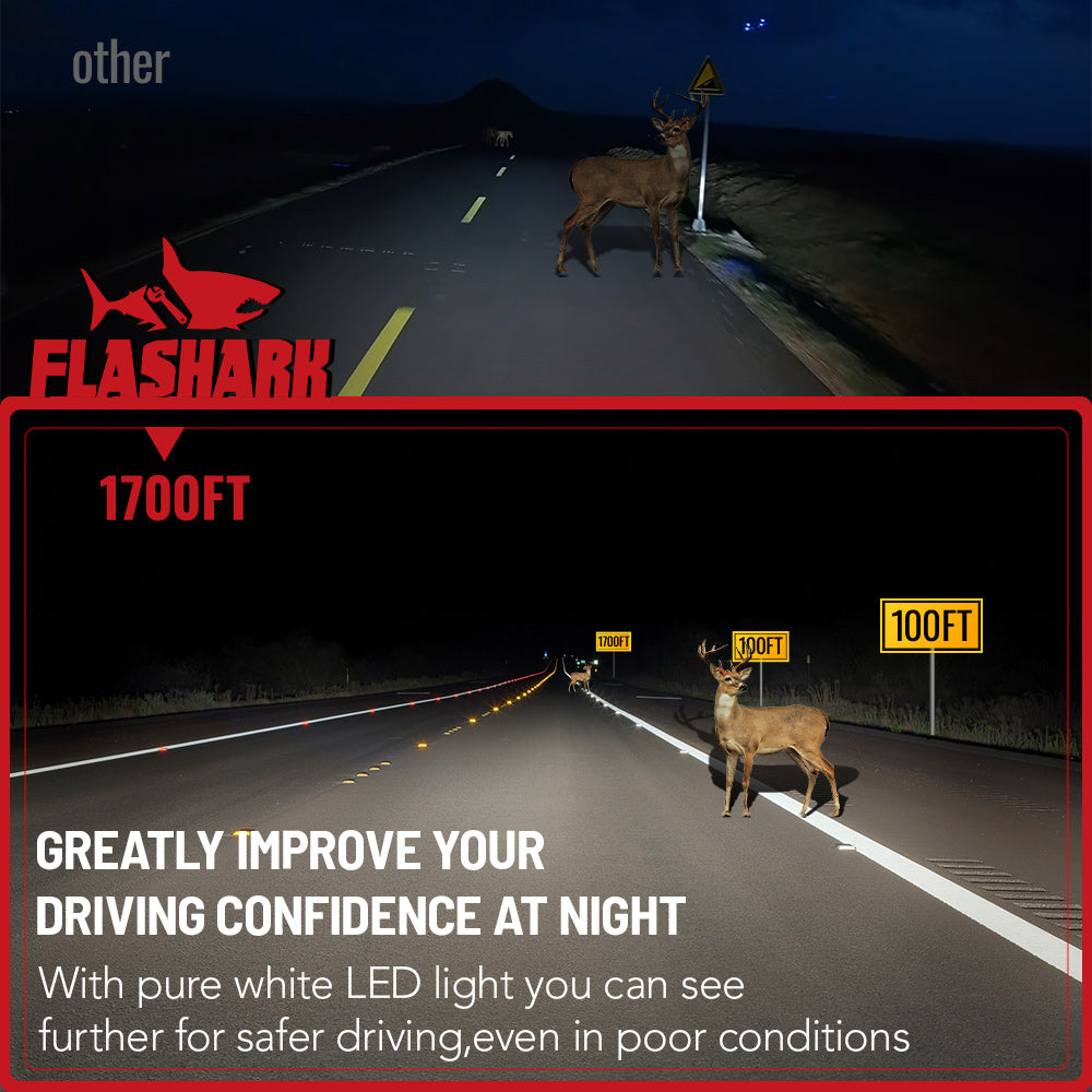 9007/HB5 LED Headlight Bulbs 150W 6500K 22000LM White 2Pcs Dual-function