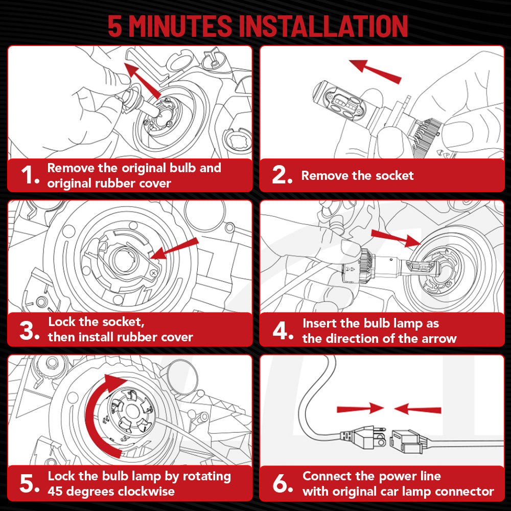 L2 H11 H8 H9 LED Headlight Bulbs 100W 6000K 13000LM White 2Pcs | Flashark