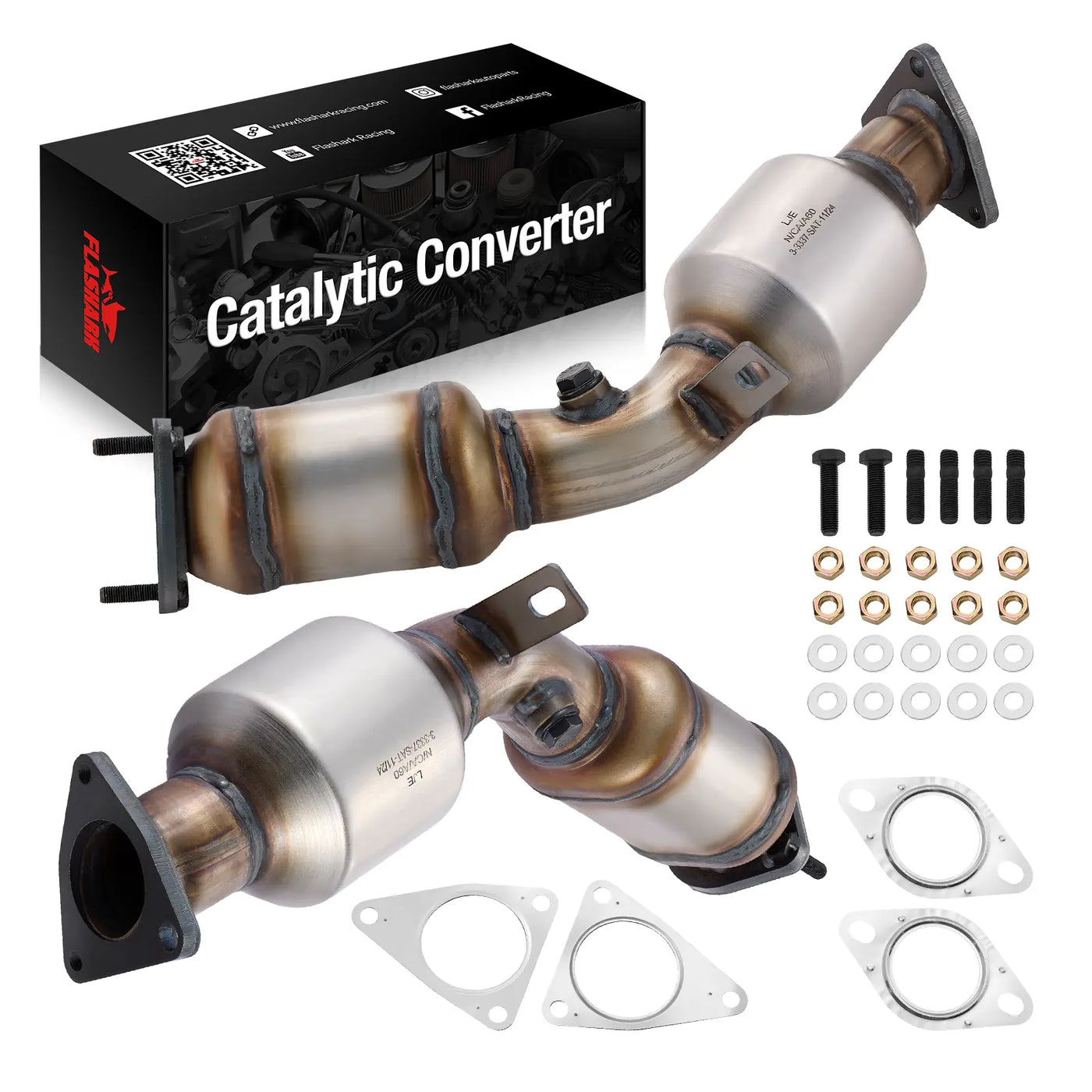 Left and Right 2-PC Catalytic Converter Kit for 2003-2008 Infiniti G35FX35M35 & Nissan 350Z 3.5L Flashark
