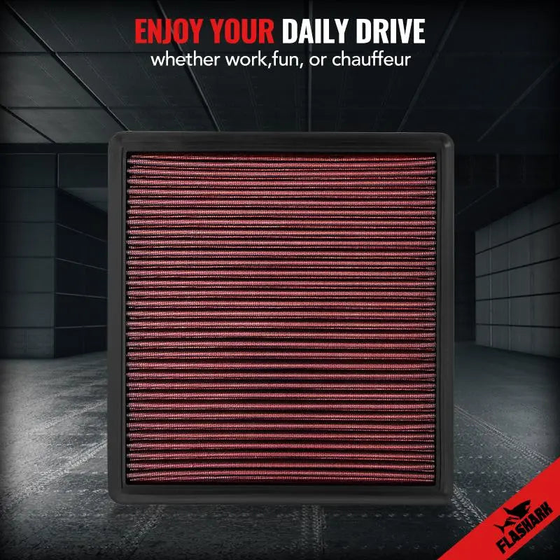 Air Filter for 2007-2021 Ford/Lincoln Reusable & Washable Replacement High Flow Flashark