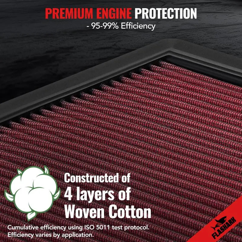 Air Filter for 1998-2003 Honda Accord |Honda Acura CL/TL Reusable & Washable Replacement High Flow Flashark