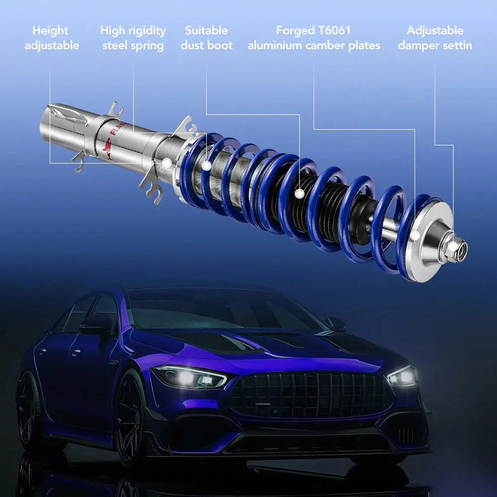Coilover Shock Absorbers Struts 4PCS for 1997-2006 VW Golf 4/Golf 4 Bora/Variant (1J) Flashark