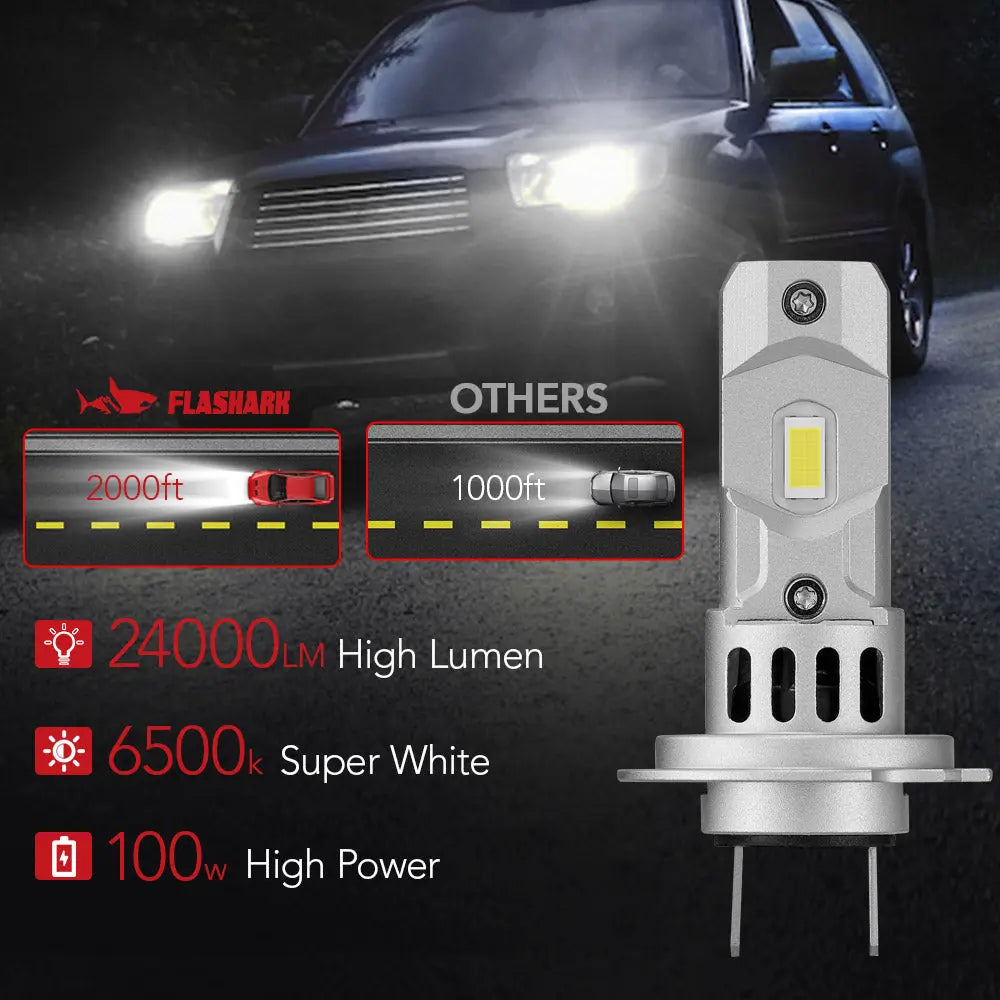 X3S H7 100W 6500K 24000LM White IP67 LED Headlight Bulbs 2Pcs Flashark