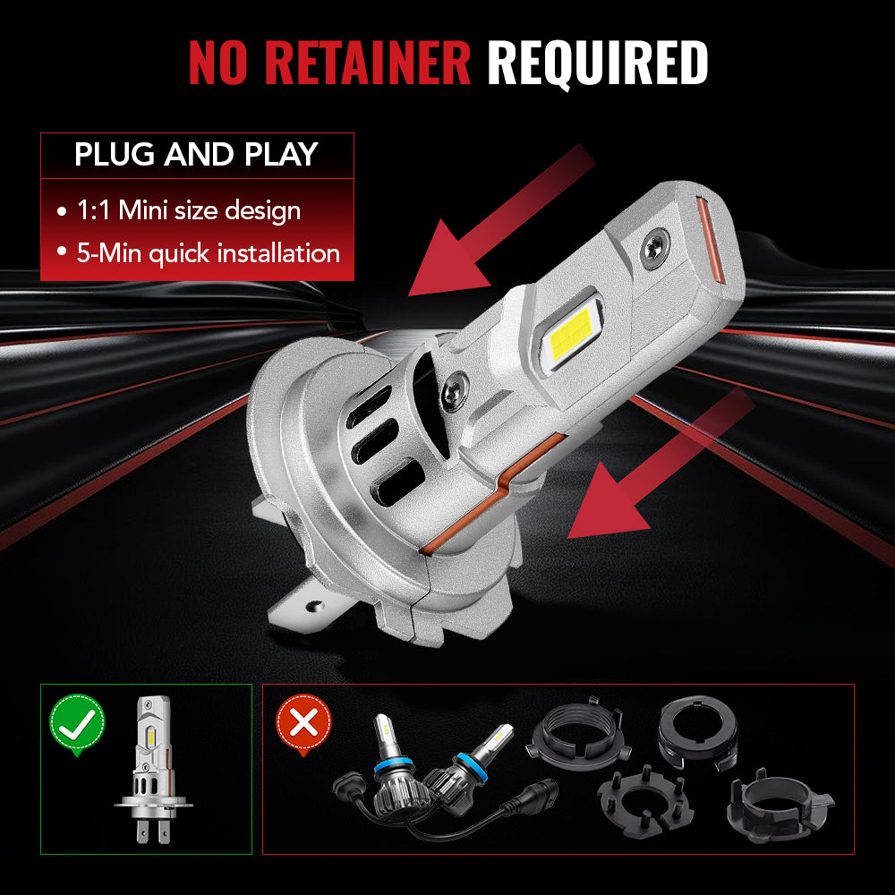 X3S H7 100W 6500K 24000LM White IP67 LED Headlight Bulbs 2Pcs