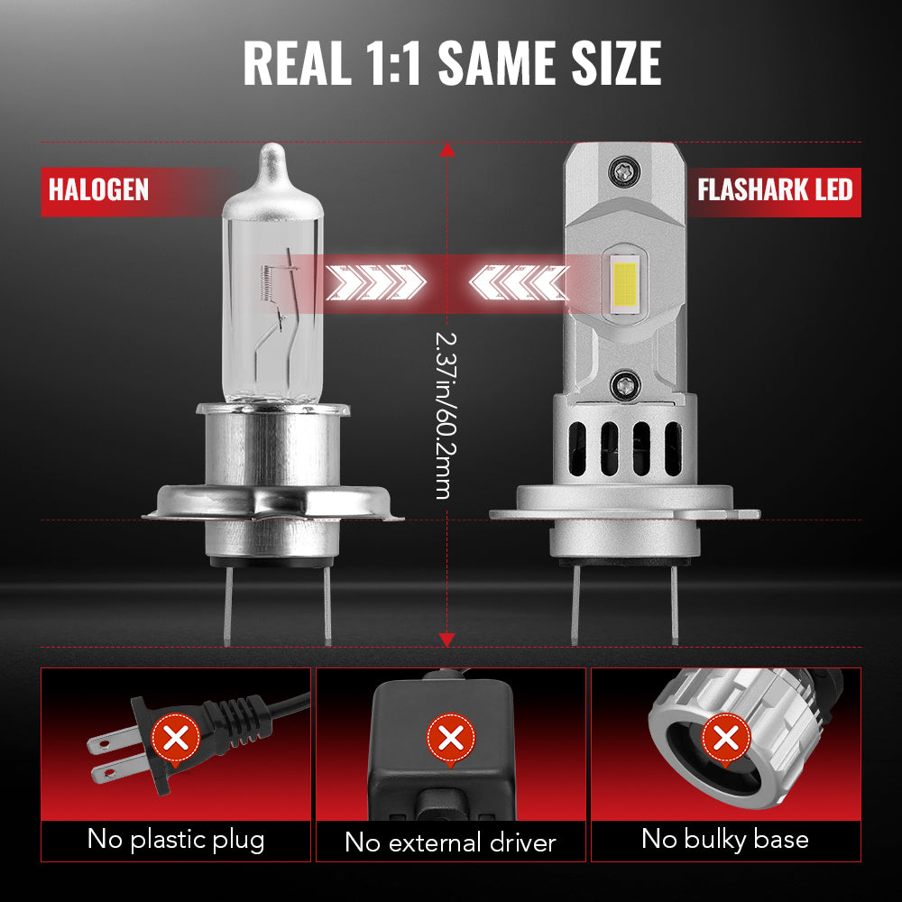 X3S H7 100W 6500K 24000LM White IP67 LED Headlight Bulbs 2Pcs