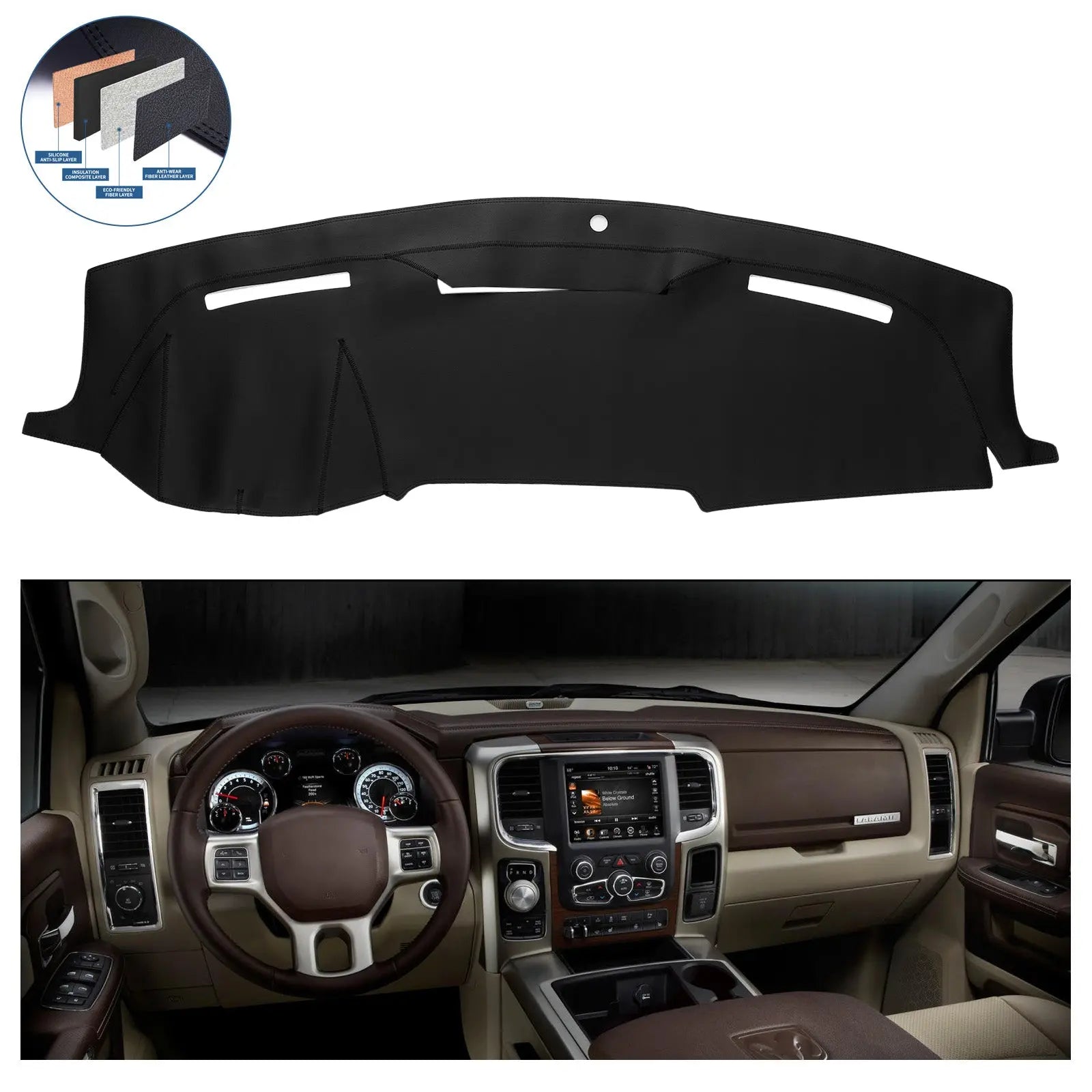 Dash Cover Mat for 2010-2014 Dodge Ram 1500 2500 3500 Flashark