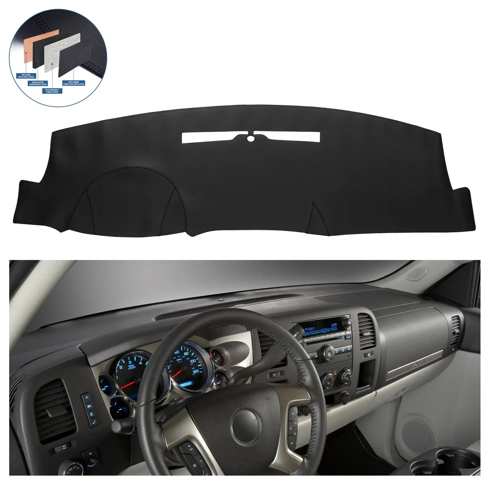 Dash Cover Mat for 2014-2018 Chevrolet Chevy Silverado GMC Sierra 1500 Flashark