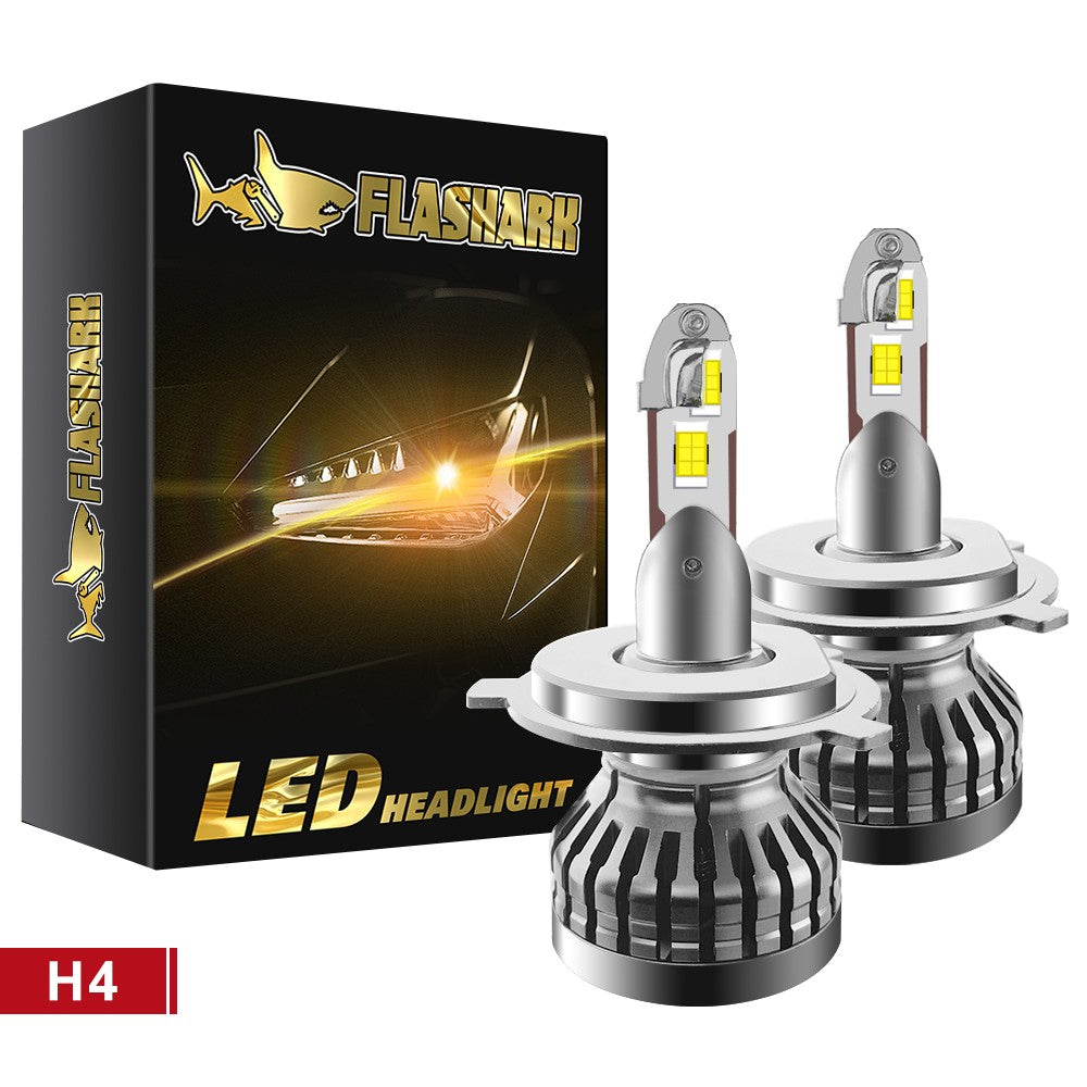 FLASHARK 9005/HB3 H4 H7 H11 H13 LED Headlight Bulbs , 80W,6000K White, 6400 LM Per Set, Super Bright and Penetration,Plug and Play, Halogen Replacement DRL Bulbs 2 Packs Flashark
