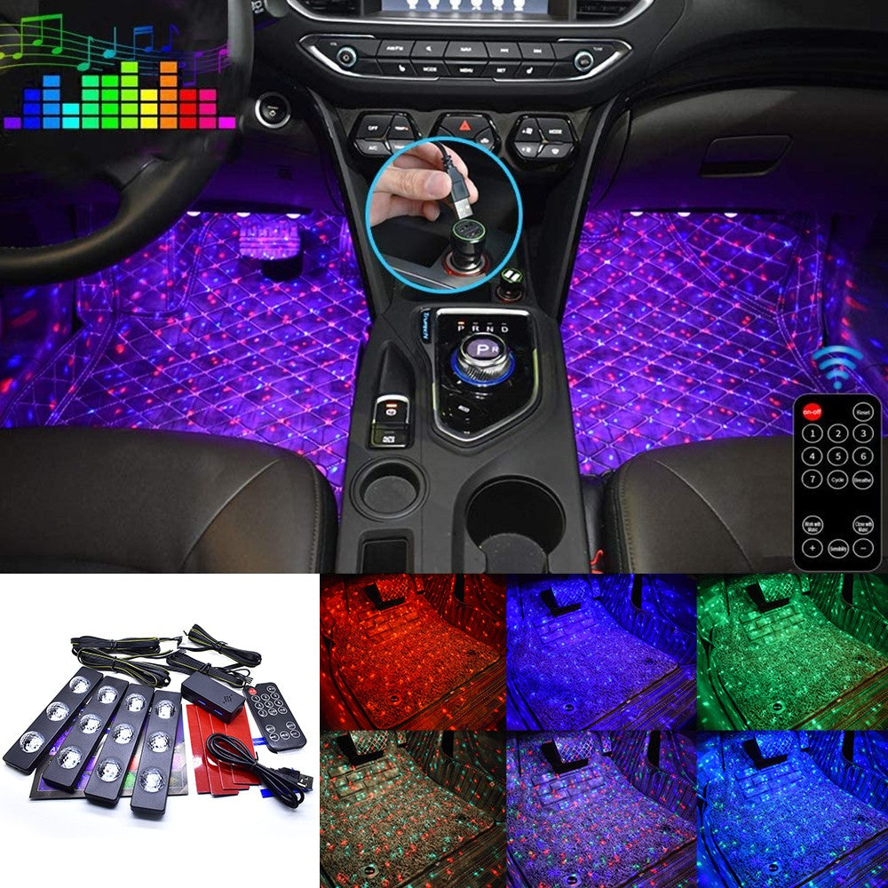 RGB Wireless LED Car Interior Ambient Light Roof Atmosphere Lamp Remote  Control