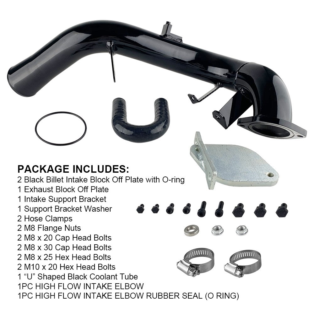 FLASHARK EGR Delete Kit High Flow Intake Elbow Pipe Tube for Chevy Silverado GMC Sierra 2500 3500 HD Duramax 6.6L LMM Diesel 2007.5 2008 2009 2010 Flashark
