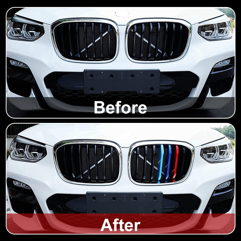 FLASHARK M-Colored Stripe Grille Insert Trims Compatible with BMW 11-20 X3 X4 Standard Kidney Grille Flashark