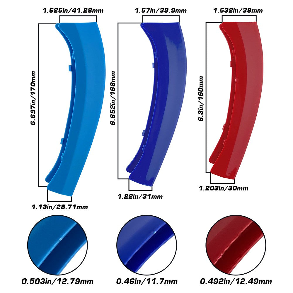 FLASHARK M-Colored Stripe Grille Insert Trims Compatible with BMW 11-20 X3 X4 Standard Kidney Grille Flashark