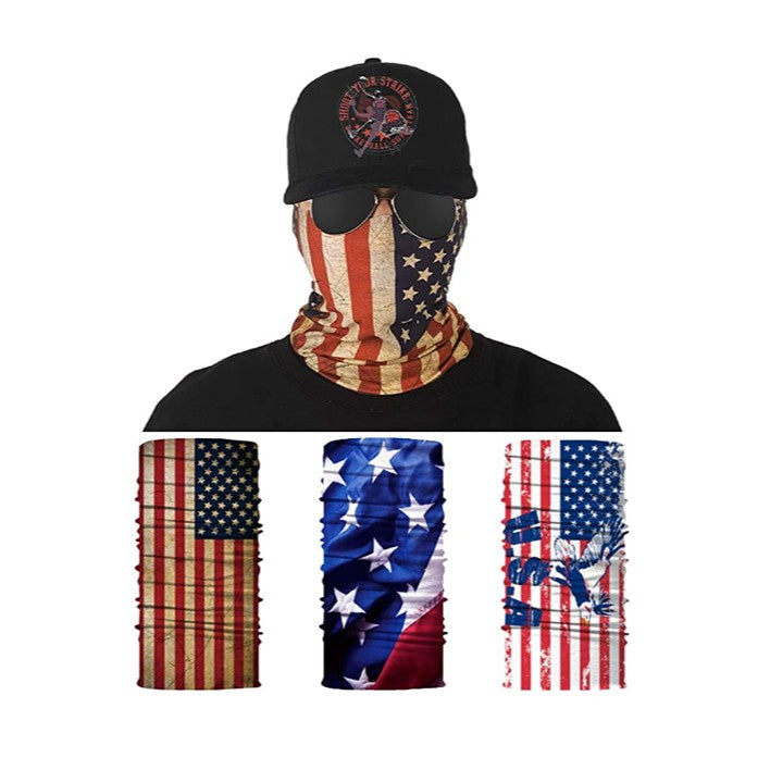 FLASHARK the American Patriot Multiple Use Face Cover Neck Tube (3 Pcs) Flashark