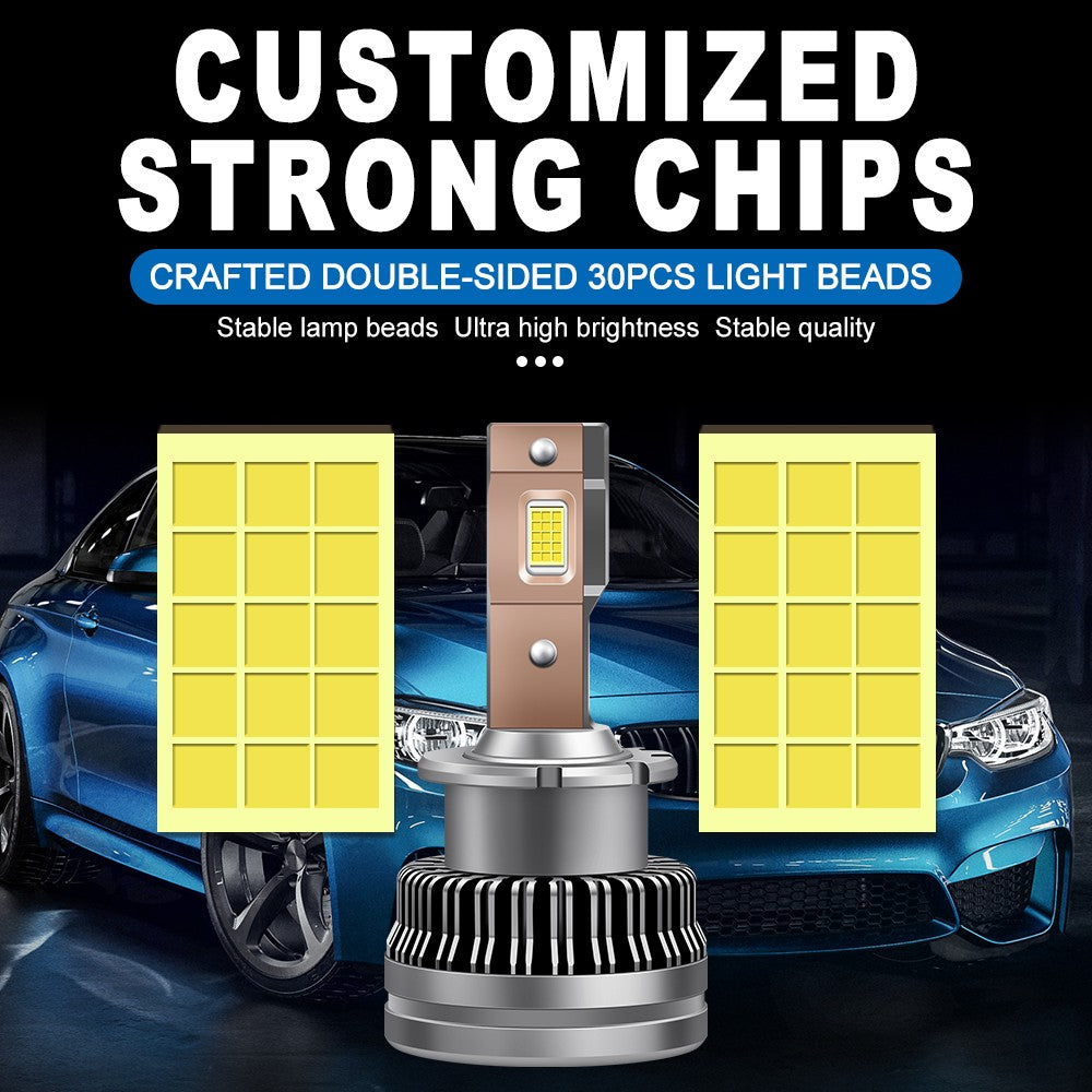 Flashark D2S D4S LED Headlight Bulbs,70W, 6800 Lumens 6000K White 350% Brightness LED Forward Lighting, 70W High Power, Plug and Play, IP68, 360° Illumination, 2 Packs Flashark