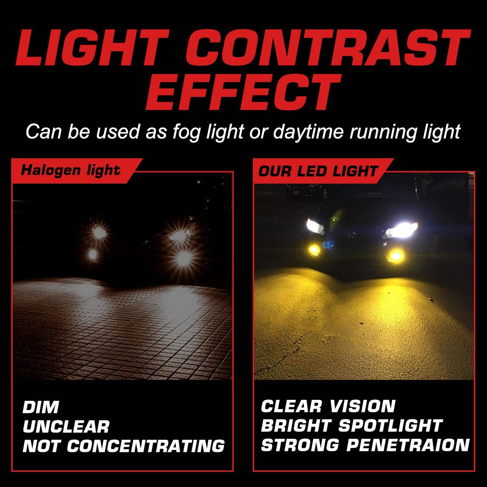 Flashark 9005 H4 H7 H11 LED Fog Light Bulbs, 6000K White Light, 48 SMD Chips, 360-degree Illumination, Non-polarity, Pack of 2 Flashark